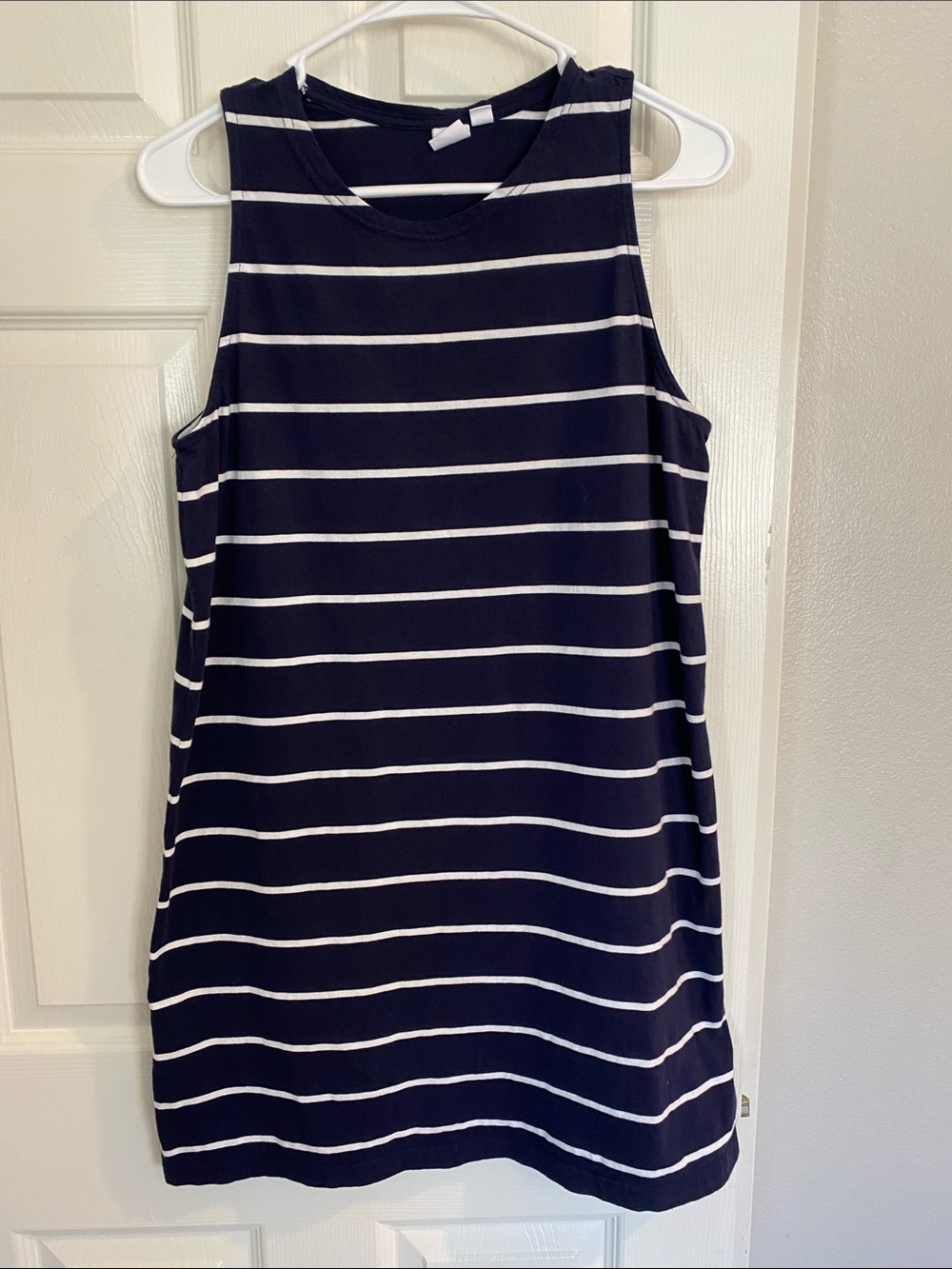 Gap 100% Cotton Navy and White Striped Sleeveless Shift Dress